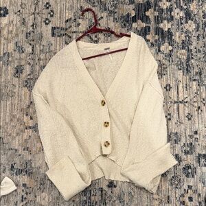 Free People Cream Button-Up Cardigan